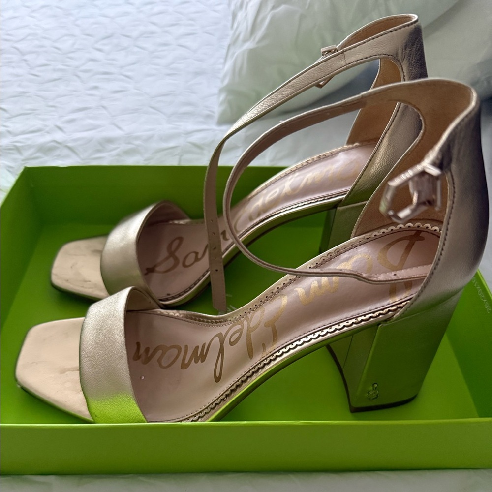 Sam Edelman Metallic Gold Block Heels